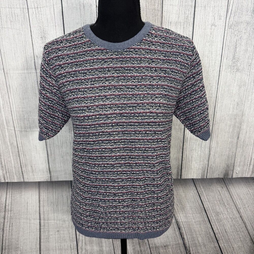VTG Northern Reflections Women's Med Multicolor 100% Cotton Short Sleeve Sweater